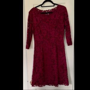 Deep red lace dress
